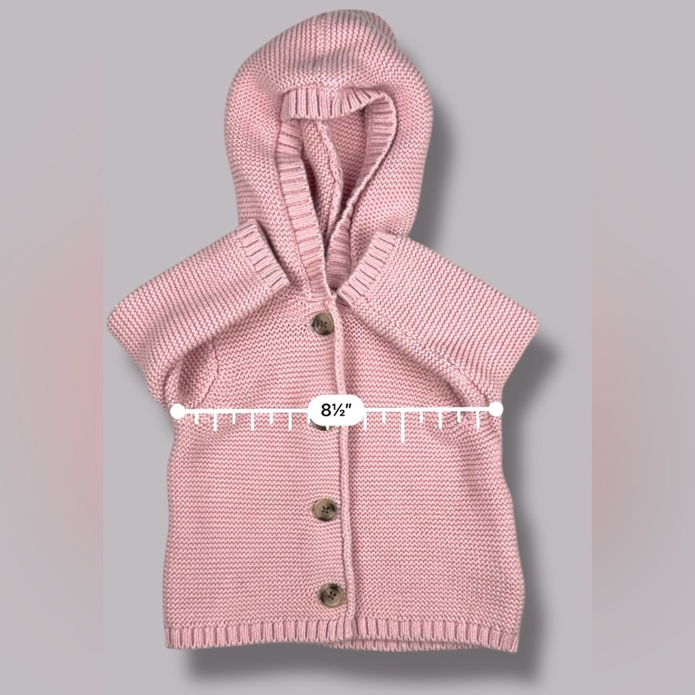 Old Navy Baby Girl 0–3M Hooded Knit Sweater Blush Pink Cotton w/ Buttons NWOT - Picture 9 of 13